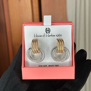 House of Harlow 1960 Gold and Silver Twisted Earrings